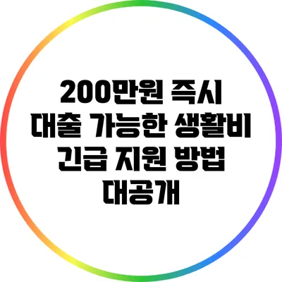 200만원 즉시 대출 가능한 생활비 긴급 지원 방법 대공개