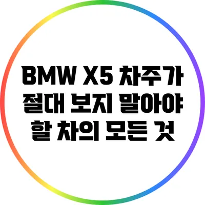 BMW X5 차주가 절대 보지 말아야 할 차의 모든 것
