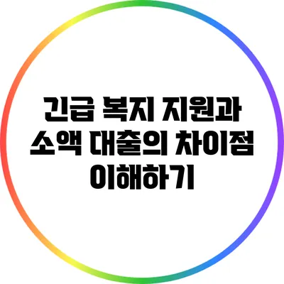 긴급 복지 지원과 소액 대출의 차이점 이해하기