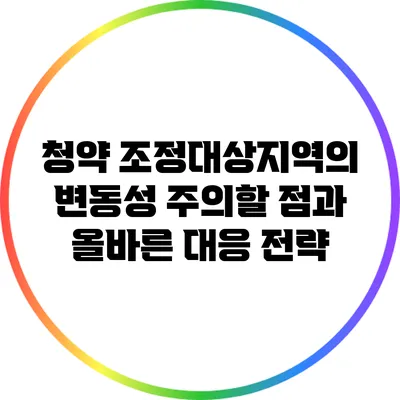 청약 조정대상지역의 변동성: 주의할 점과 올바른 대응 전략