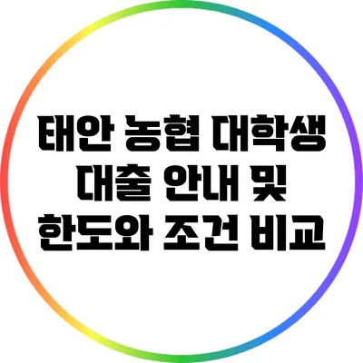 태안 농협 대학생 대출 안내 및 한도와 조건 비교