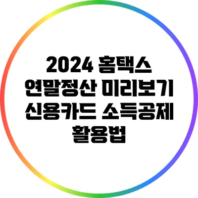 2024 홈택스 연말정산 미리보기: 신용카드 소득공제 활용법