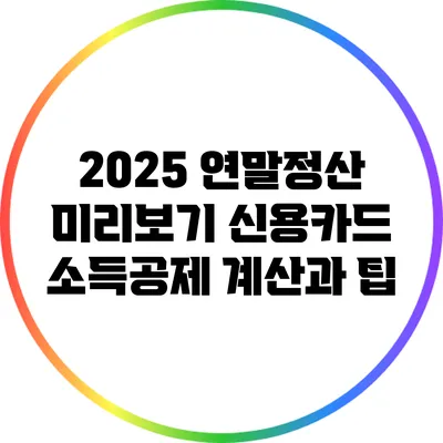 2025 연말정산 미리보기: 신용카드 소득공제 계산과 팁