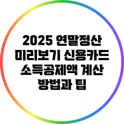 2025 연말정산 미리보기: 신용카드 소득공제액 계산 방법과 팁