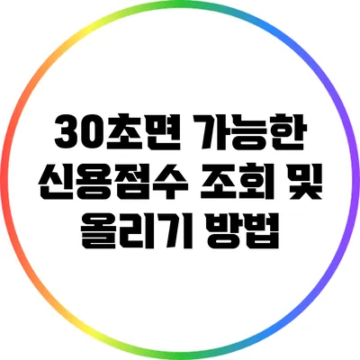 30초면 가능한 신용점수 조회 및 올리기 방법