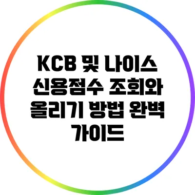 KCB 및 나이스 신용점수 조회와 올리기 방법 완벽 가이드