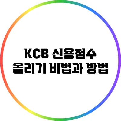 KCB 신용점수 올리기 비법과 방법