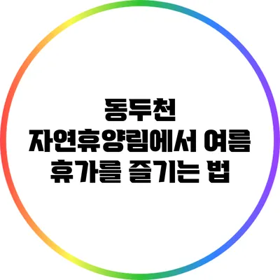 동두천 자연휴양림에서 여름 휴가를 즐기는 법