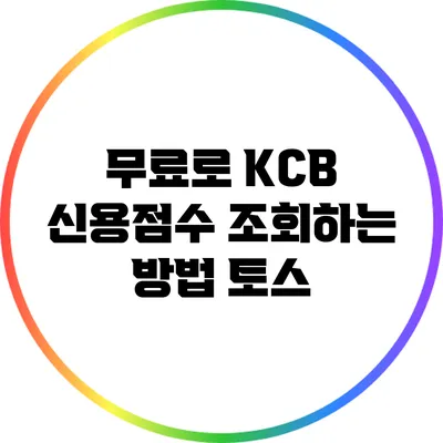 무료로 KCB 신용점수 조회하는 방법: 토스