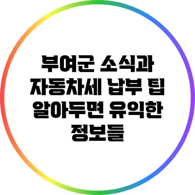 부여군 소식과 자동차세 납부 팁: 알아두면 유익한 정보들