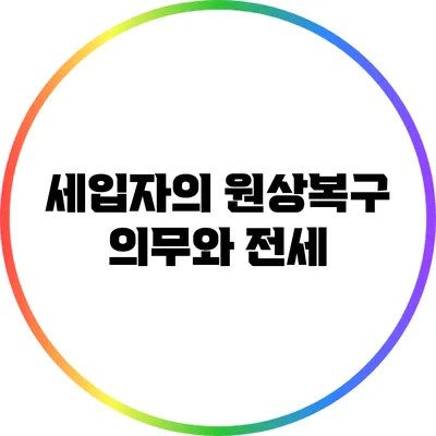 세입자의 원상복구 의무와 전세