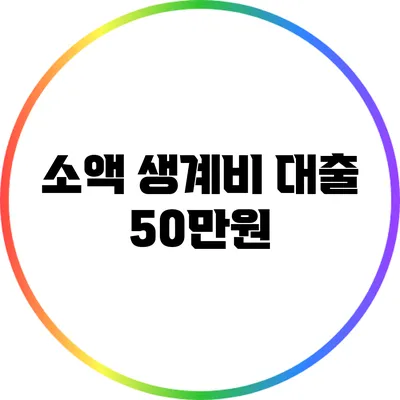 소액 생계비 대출 50만원