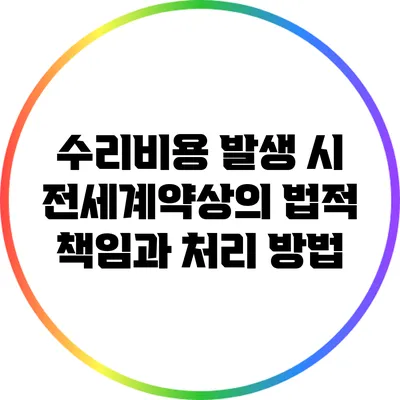 수리비용 발생 시 전세계약상의 법적 책임과 처리 방법