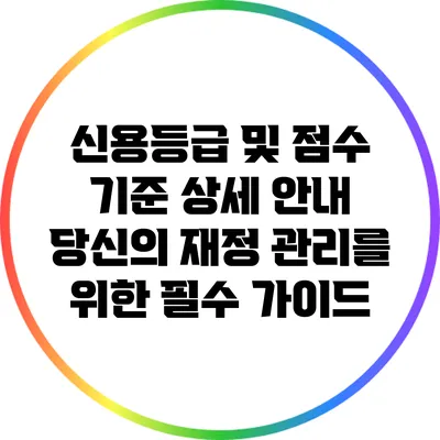 신용등급 및 점수 기준 상세 안내: 당신의 재정 관리를 위한 필수 가이드