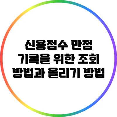신용점수 만점 기록을 위한 조회 방법과 올리기 방법