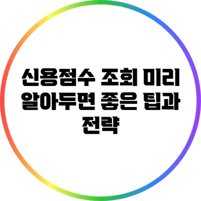신용점수 조회 미리 알아두면 좋은 팁과 전략