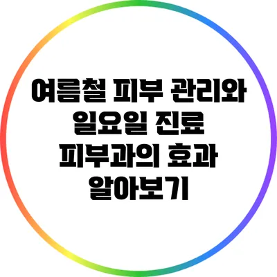 여름철 피부 관리와 일요일 진료 피부과의 효과 알아보기