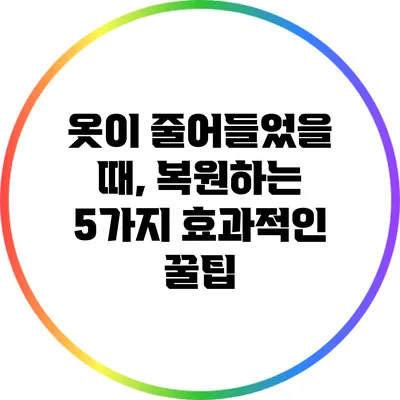 옷이 줄어들었을 때, 복원하는 5가지 효과적인 꿀팁