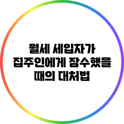 월세 세입자가 집주인에게 잠수했을 때의 대처법
