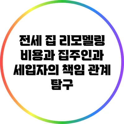 전세 집 리모델링 비용과 집주인과 세입자의 책임 관계 탐구