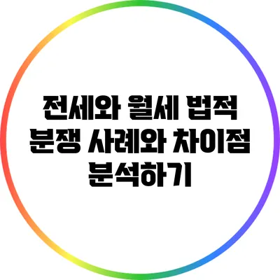 전세와 월세: 법적 분쟁 사례와 차이점 분석하기