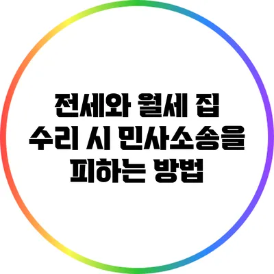 전세와 월세 집 수리 시 민사소송을 피하는 방법