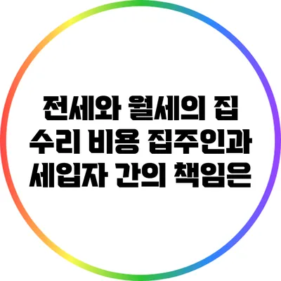 전세와 월세의 집 수리 비용: 집주인과 세입자 간의 책임은?