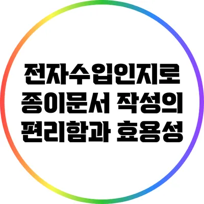 전자수입인지로 종이문서 작성의 편리함과 효용성