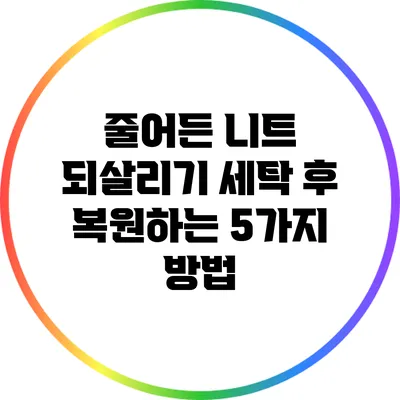 줄어든 니트 되살리기: 세탁 후 복원하는 5가지 방법
