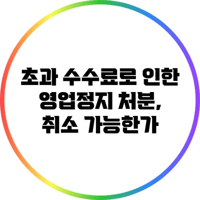 초과 수수료로 인한 영업정지 처분, 취소 가능한가?