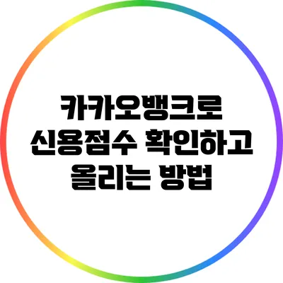 카카오뱅크로 신용점수 확인하고 올리는 방법
