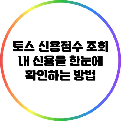 토스 신용점수 조회: 내 신용을 한눈에 확인하는 방법