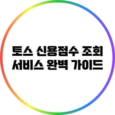토스 신용점수 조회 서비스 완벽 가이드