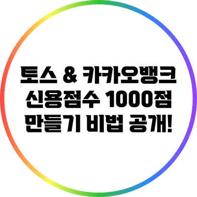 토스 & 카카오뱅크 신용점수 1000점 만들기 비법 공개!