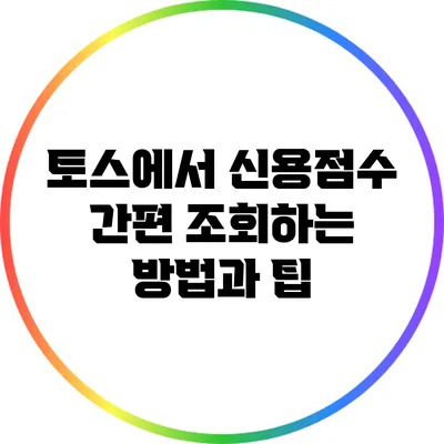 토스에서 신용점수 간편 조회하는 방법과 팁