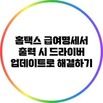 홈택스 급여명세서 출력 시 드라이버 업데이트로 해결하기