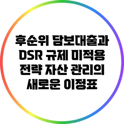 후순위 담보대출과 DSR 규제 미적용 전략: 자산 관리의 새로운 이정표