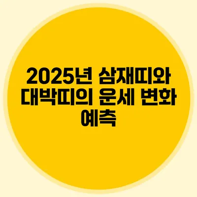 2025년 삼재띠와 대박띠의 운세 변화 예측