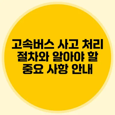 고속버스 사고 처리 절차와 알아야 할 중요 사항 안내