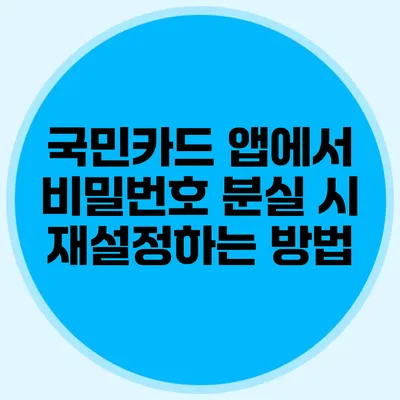 국민카드 앱에서 비밀번호 분실 시 재설정하는 방법