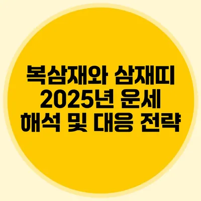 복삼재와 삼재띠 2025년 운세 해석 및 대응 전략