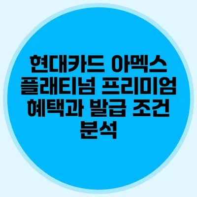 현대카드 아멕스 플래티넘: 프리미엄 혜택과 발급 조건 분석