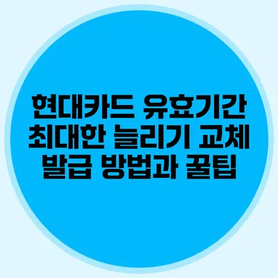 현대카드 유효기간 최대한 늘리기: 교체 발급 방법과 꿀팁