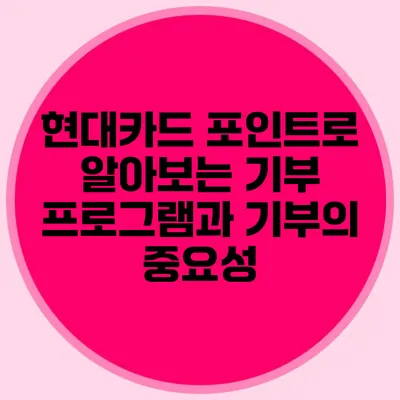 현대카드 포인트로 알아보는 기부 프로그램과 기부의 중요성