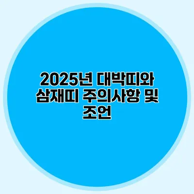 2025년 대박띠와 삼재띠 주의사항 및 조언