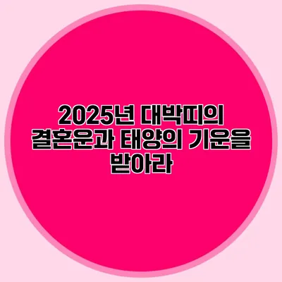 2025년 대박띠의 결혼운과 태양의 기운을 받아라
