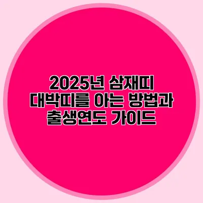 2025년 삼재띠 대박띠를 아는 방법과 출생연도 가이드