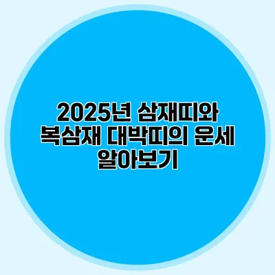 2025년 삼재띠와 복삼재 대박띠의 운세 알아보기