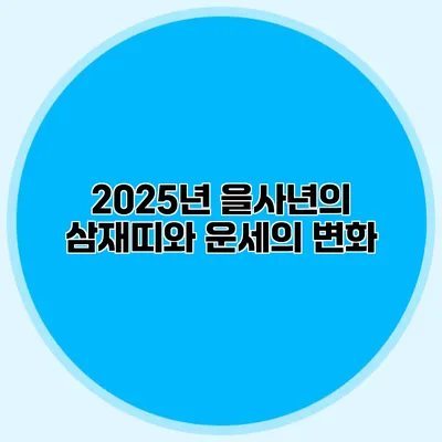 2025년 을사년의 삼재띠와 운세의 변화