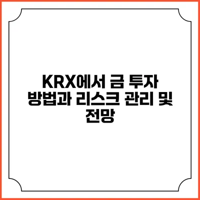 KRX에서 금 투자 방법과 리스크 관리 및 전망
